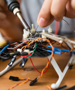 Electrician fixing chips